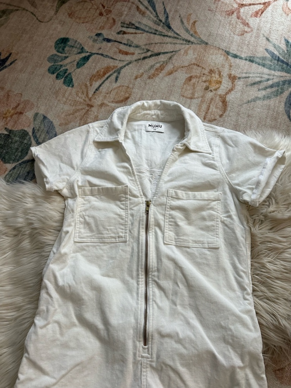 SHOW ME YOUR MUMU Range Zip Up Romper In Cream Corduroy - Picture 7 of 8